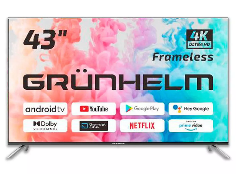 Телевізор 43, Google Android TV 11.0 - 43U700-GA11V T2 SMART TV, UHD, M8X, voice RC (GRUNHELM)